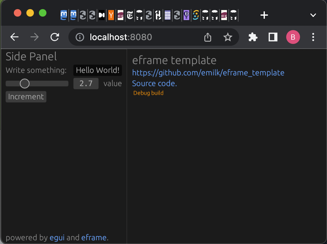 The Eframe Web app, rendered from the same codebase!